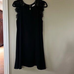 Black mini dress with lace top